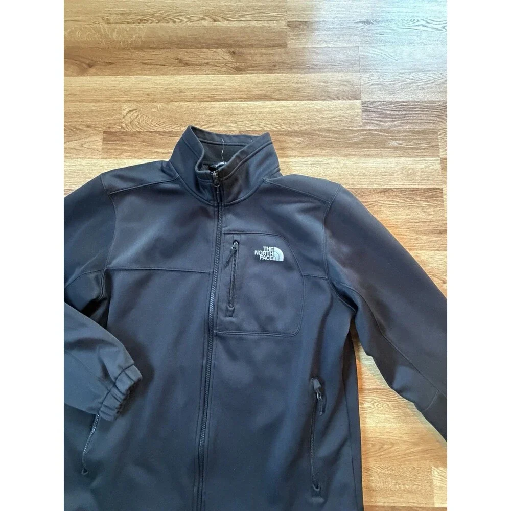 The North Face Apex Jacket Mens Large Black Softshell Windbreaker Full Zip Sz L